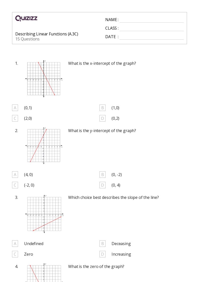 50+ Linear Functions worksheets for 9th Grade on Quizizz | Free & Printable