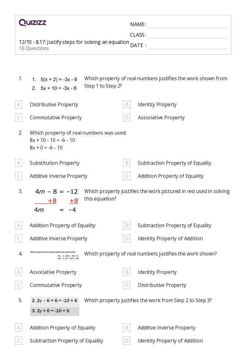 50+ additive identity worksheets for 9th Class on Quizizz Free & Printable