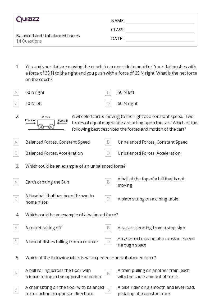 50+ Forces and Interactions worksheets for 8th Grade on Quizizz Free & Printable