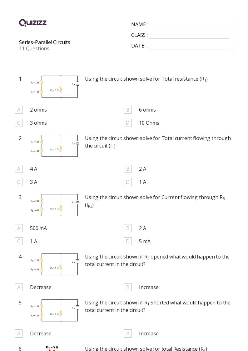 50+ circuits worksheets for 9th Year on Quizizz Free & Printable