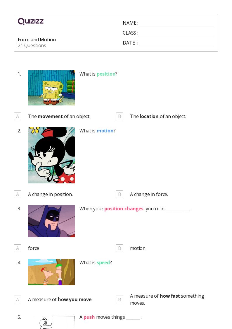 50+ Forces and Interactions worksheets for 1st Grade on Quizizz Free & Printable