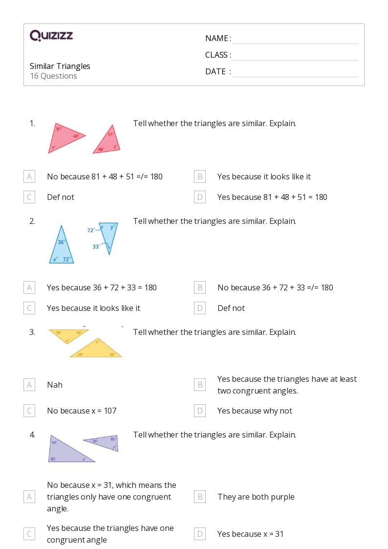 50+ triangles worksheets for 10th Grade on Quizizz Free & Printable