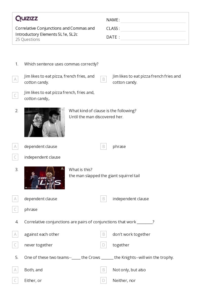 50+ Correlative Conjunctions worksheets for 4th Year on Quizizz Free & Printable