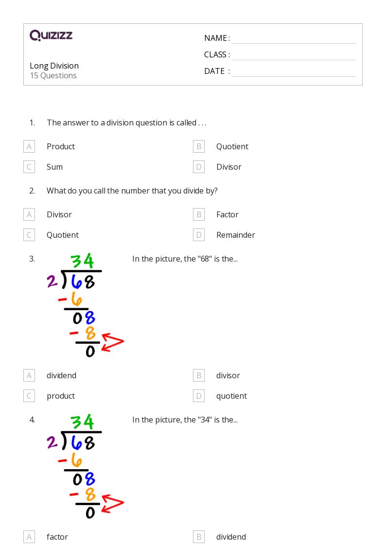 50+ Long Division worksheets for 6th Grade on Quizizz | Free & Printable