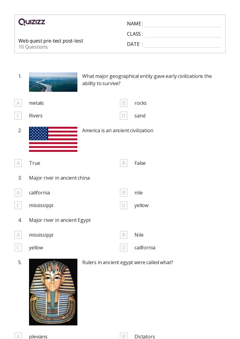 50+ ancient civilizations worksheets for 4th Grade on Quizizz Free & Printable