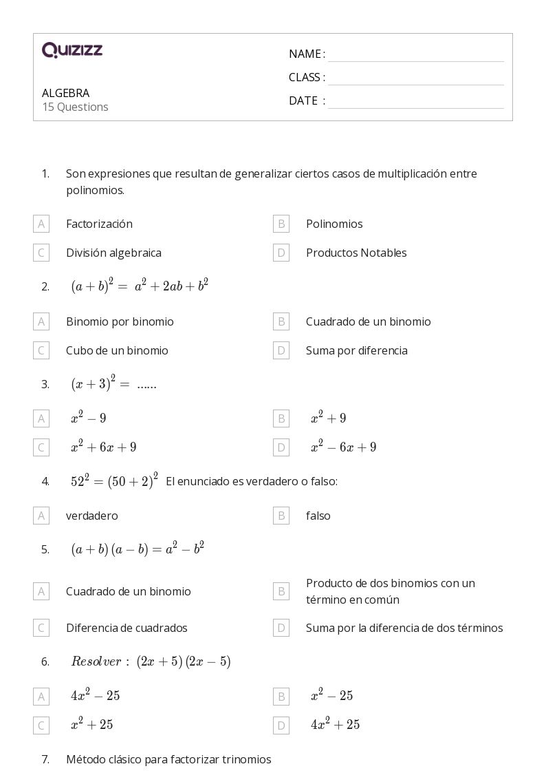 50+ Algebra worksheets for 2nd Class on Quizizz Free & Printable