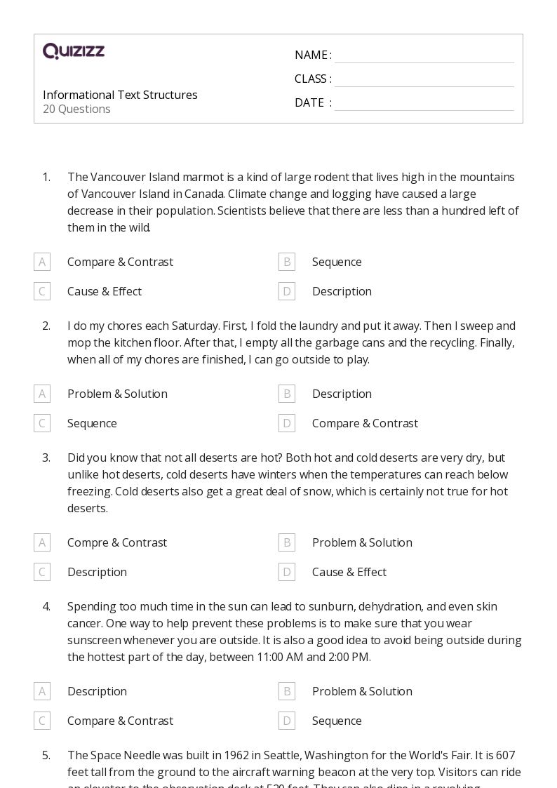 50+ Analyzing Text Structure worksheets for 8th Grade on Quizizz Free & Printable