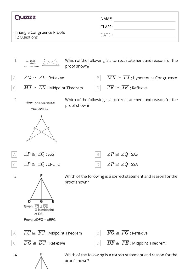 50+ congruence worksheets for 12th Grade on Quizizz | Free & Printable
