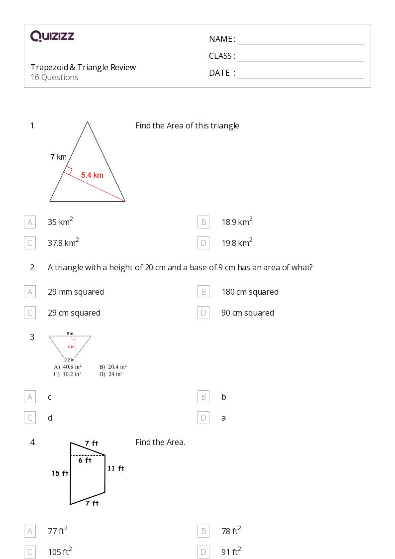 50+ Trapezoids worksheets for 8th Grade on Quizizz Free & Printable