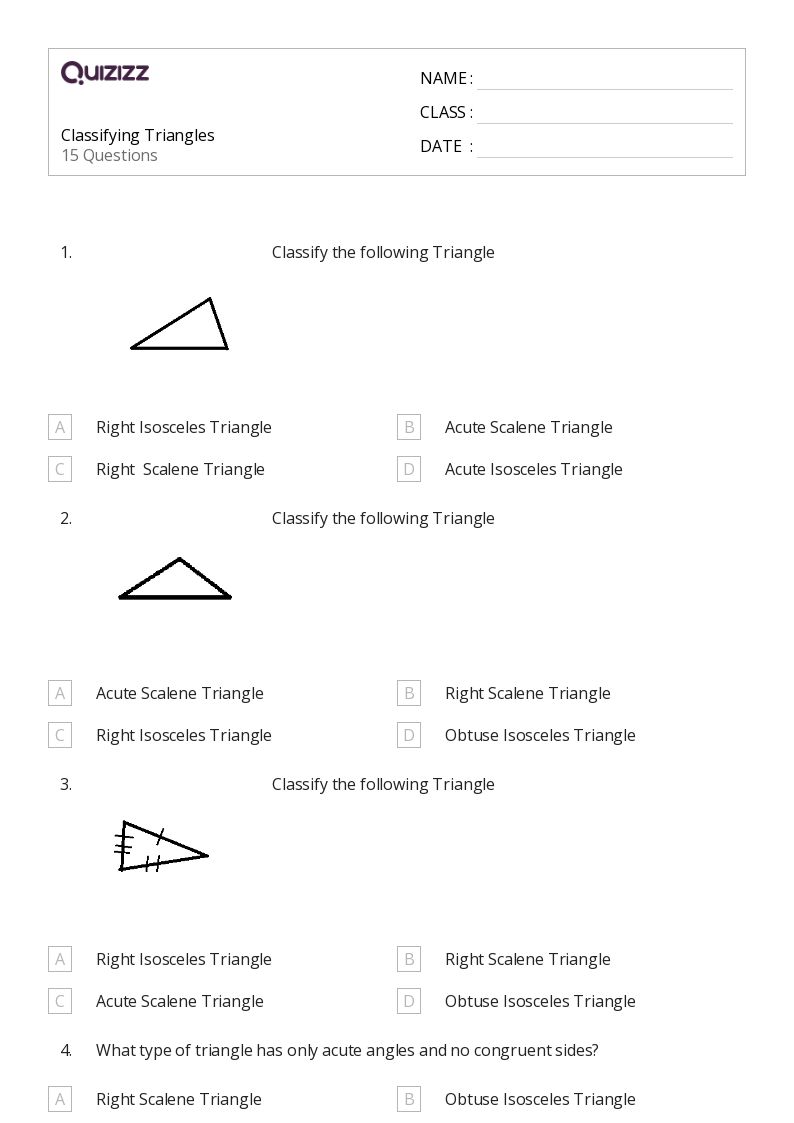 50+ Classifying Triangles worksheets on Quizizz Free & Printable