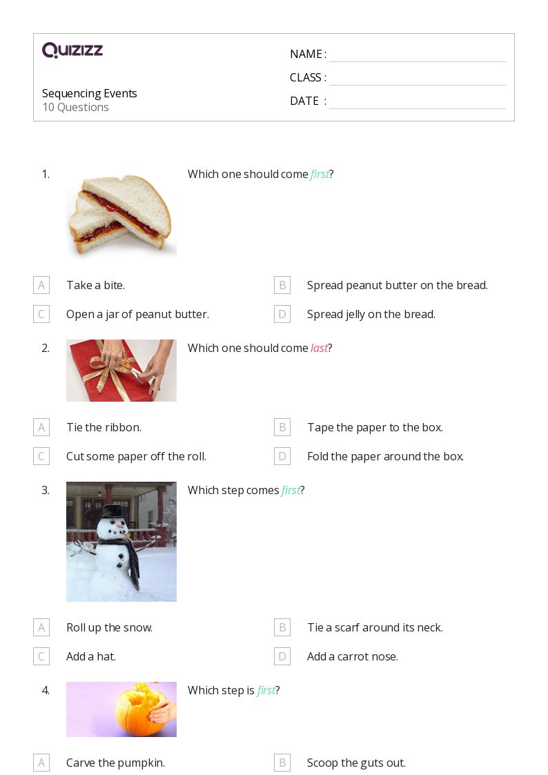 50+ Sequencing Events worksheets for 2nd Grade on Quizizz Free