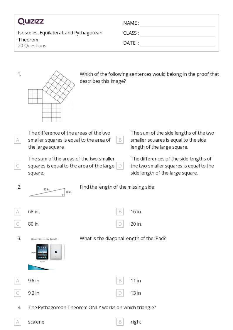 50+ Pythagorean Theorem worksheets on Quizizz Free & Printable