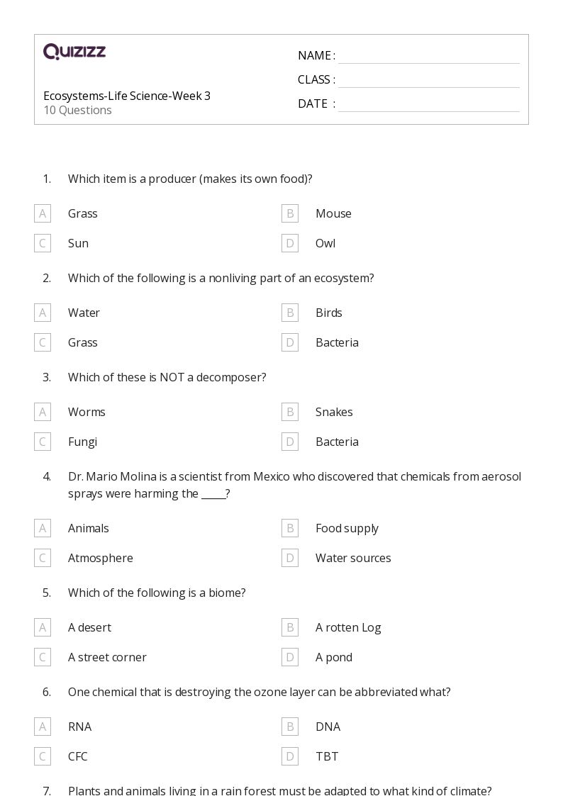50+ Life Science worksheets for 4th Grade on Quizizz | Free & Printable