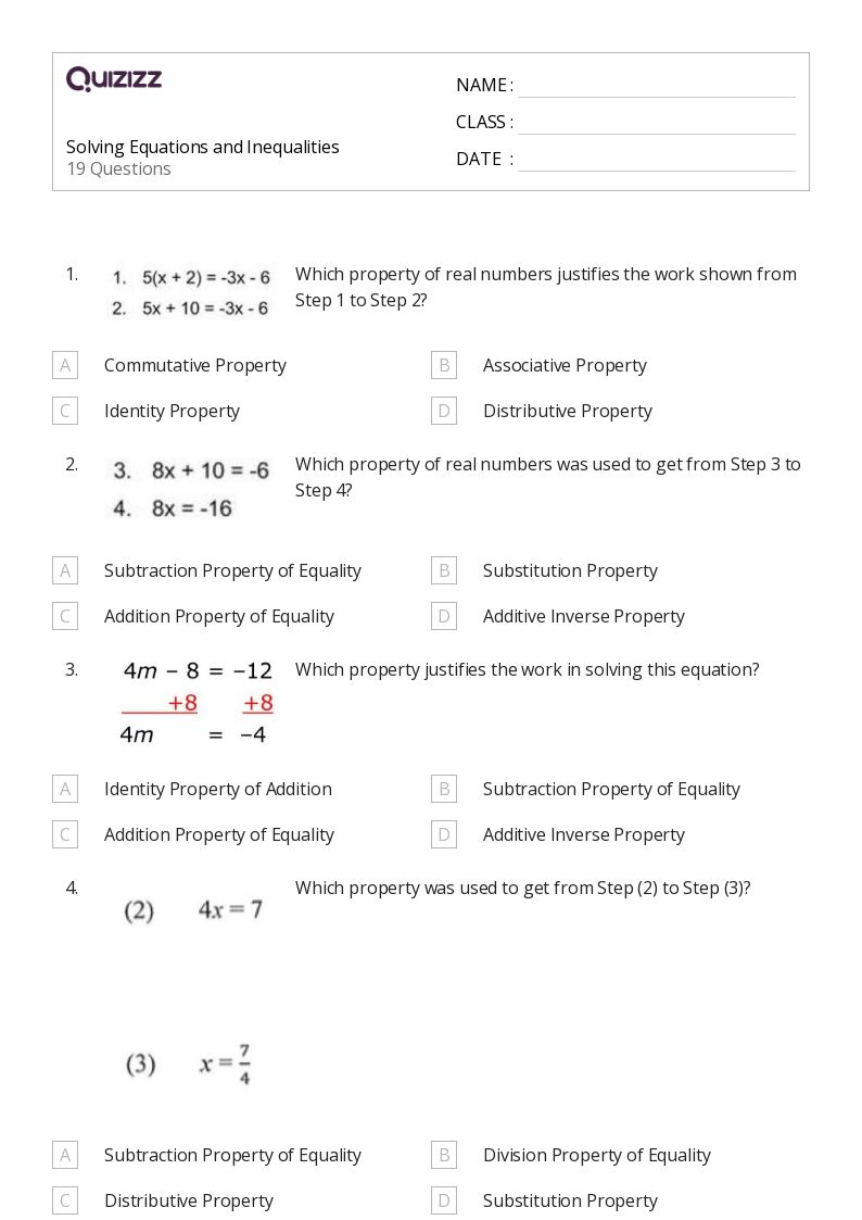 50+ Solving Equations worksheets for 8th Grade on Quizizz Free & Printable