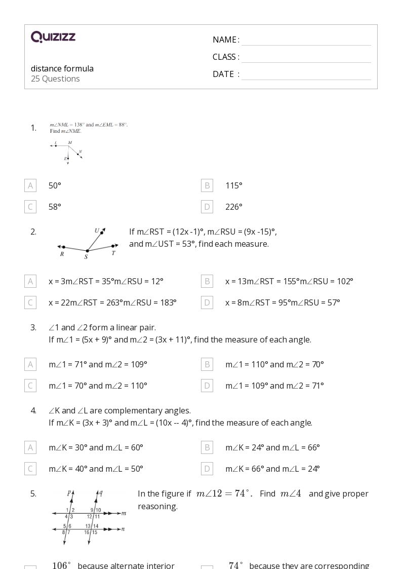 50+ distance formula worksheets on Quizizz Free & Printable