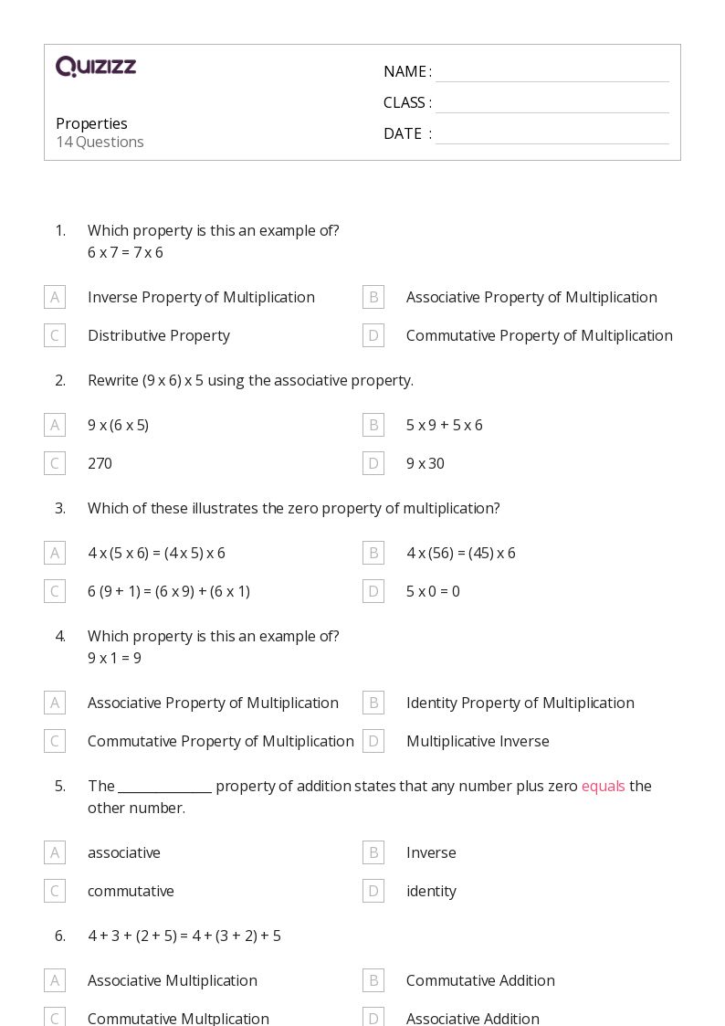 50+ Distributive Property of Multiplication worksheets for 6th Grade on