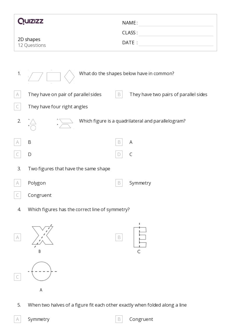50+ 2D Shapes worksheets for 3rd Grade on Quizizz Free & Printable