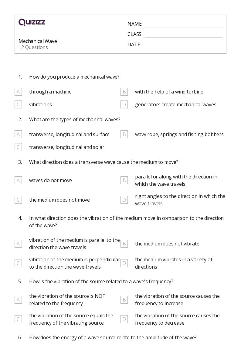 50+ oscillations and mechanical waves worksheets on Quizizz Free