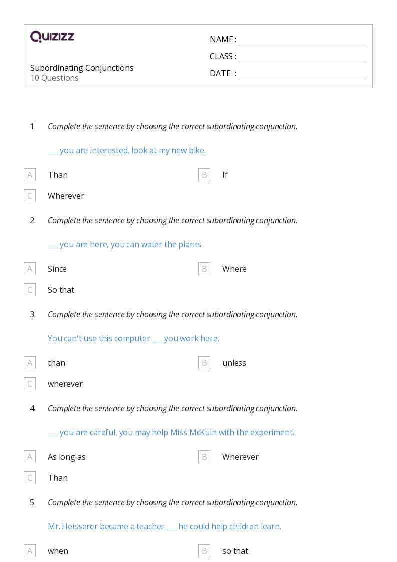 50+ Conjunctions worksheets for 3rd Grade on Quizizz Free & Printable