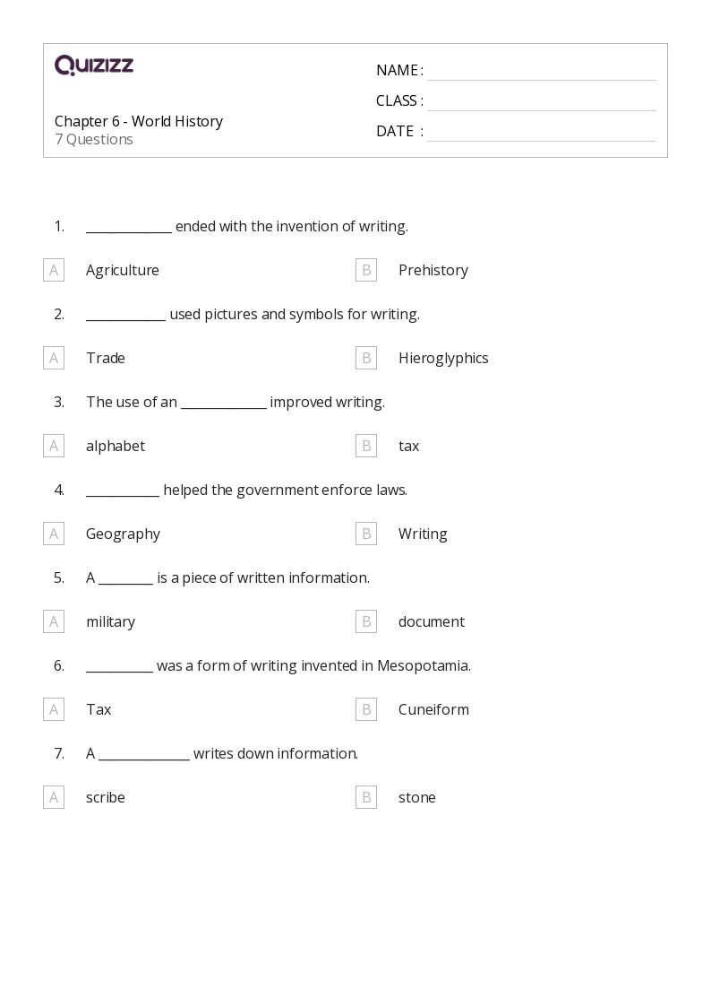 50+ World History worksheets for 3rd Class on Quizizz Free & Printable