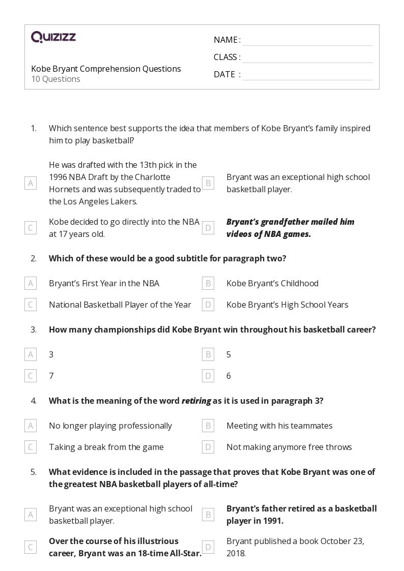 50+ Fiction Comprehension Questions worksheets for 4th Grade on Quizizz