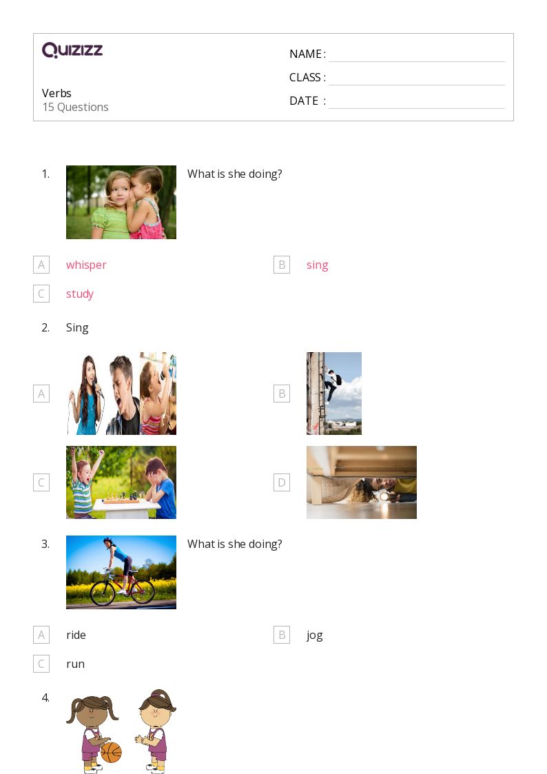 50+ Verbs worksheets for 1st Grade on Quizizz Free & Printable