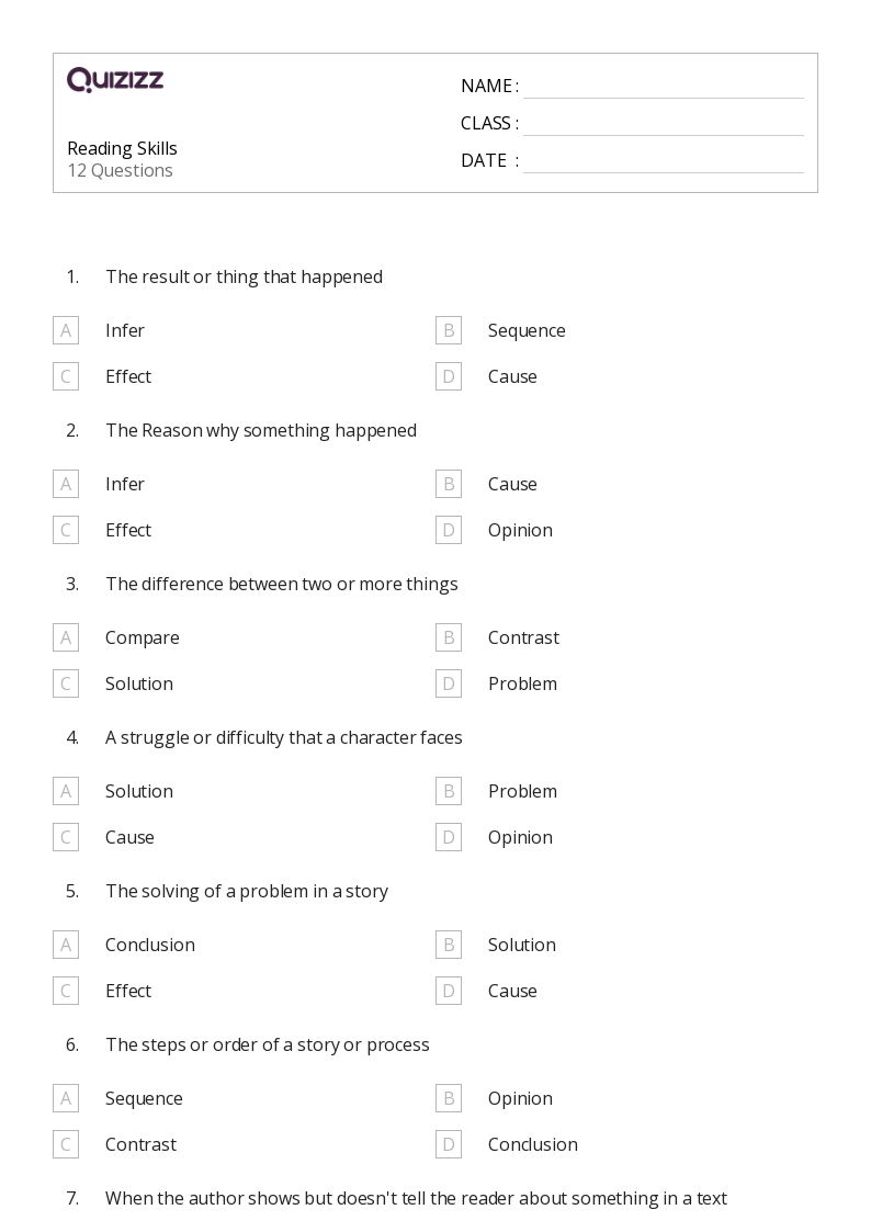 50+ Reading & Writing worksheets for 3rd Class on Quizizz Free & Printable
