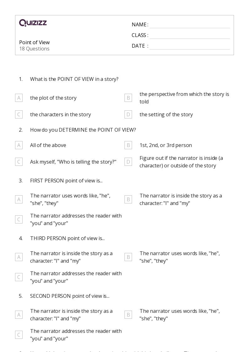 50+ Analyzing Point of View worksheets for 4th Grade on Quizizz | Free