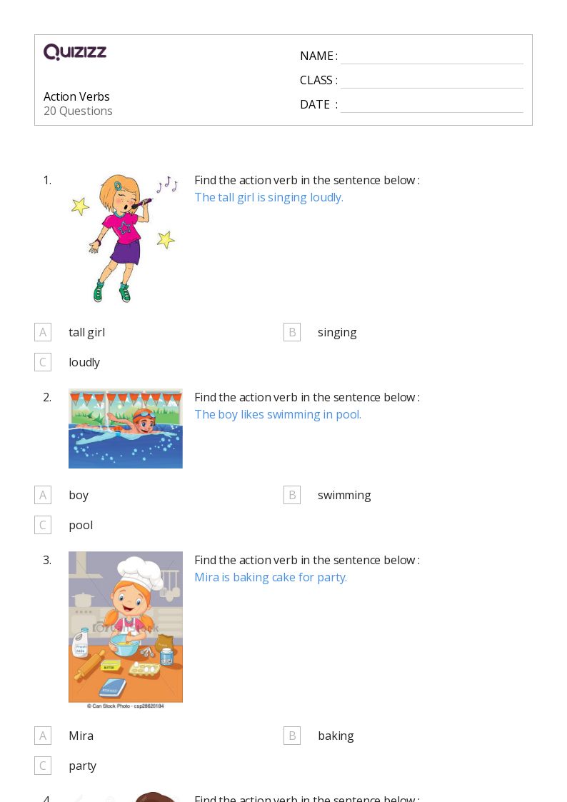 50+ Verbs worksheets for 4th Grade on Quizizz Free & Printable