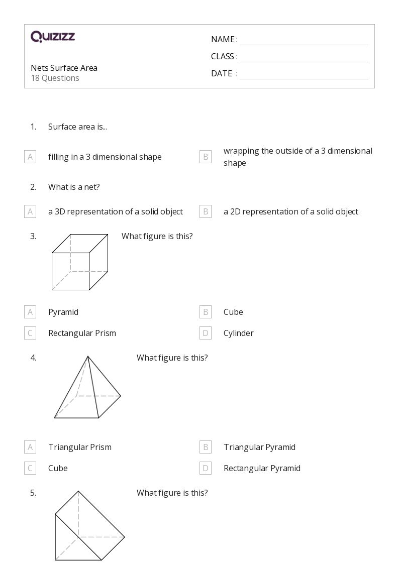 50+ Surface Area worksheets for 6th Grade on Quizizz Free & Printable