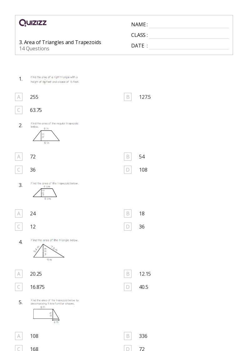 50+ Area of a Triangle worksheets on Quizizz Free & Printable