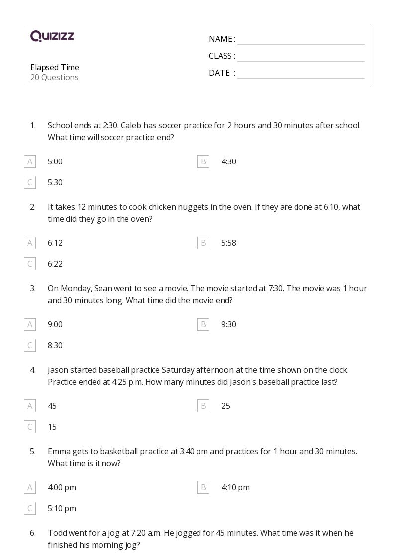 50+ Word Problems and Elapsed Time worksheets for 1st Grade on Quizizz