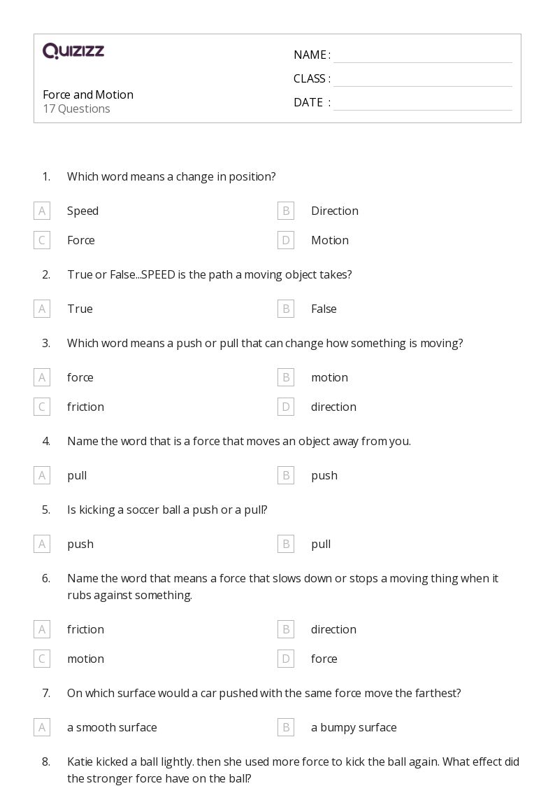 50+ Forces and Interactions worksheets for 2nd Grade on Quizizz Free & Printable