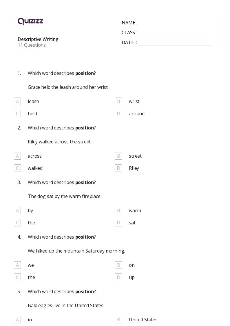 50+ Descriptive Verbs worksheets for 4th Year on Quizizz Free & Printable