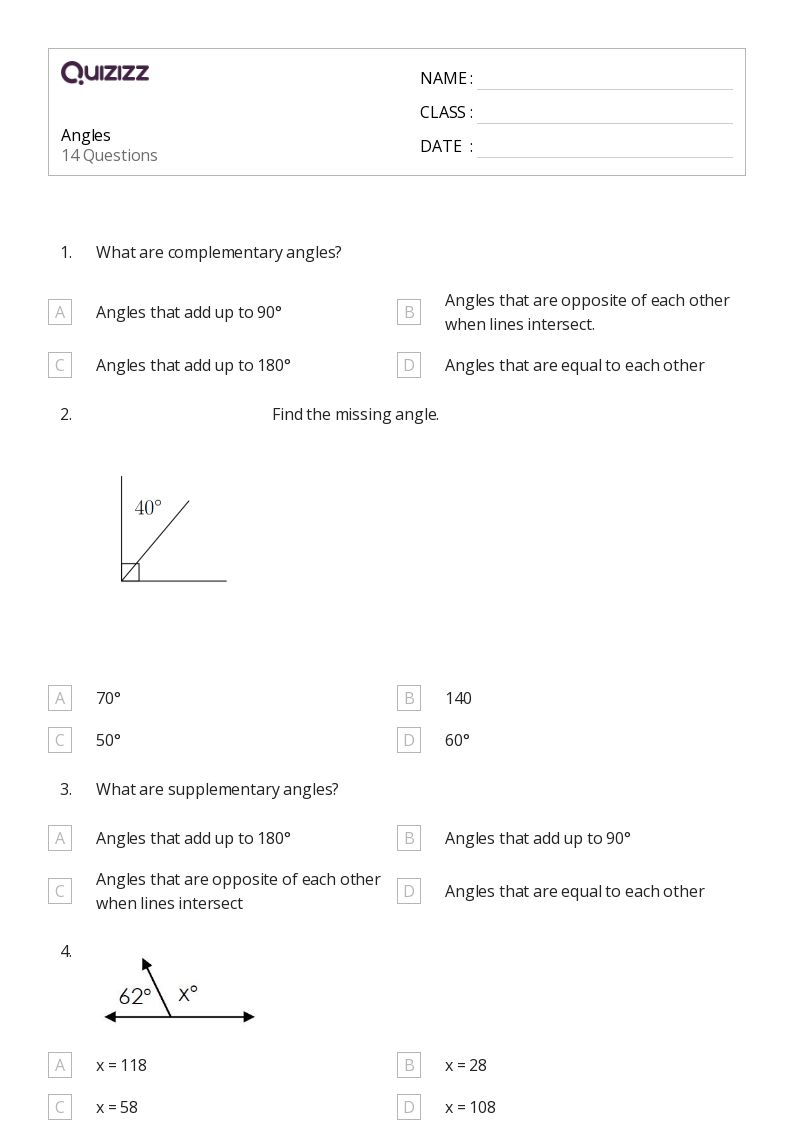 50+ Angles worksheets for 4th Grade on Quizizz | Free & Printable