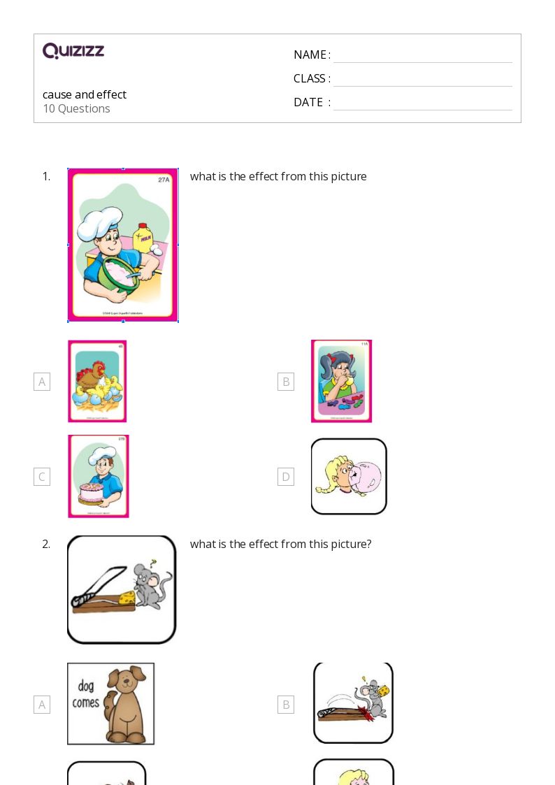 50+ Cause and Effect worksheets for Kindergarten on Quizizz Free & Printable