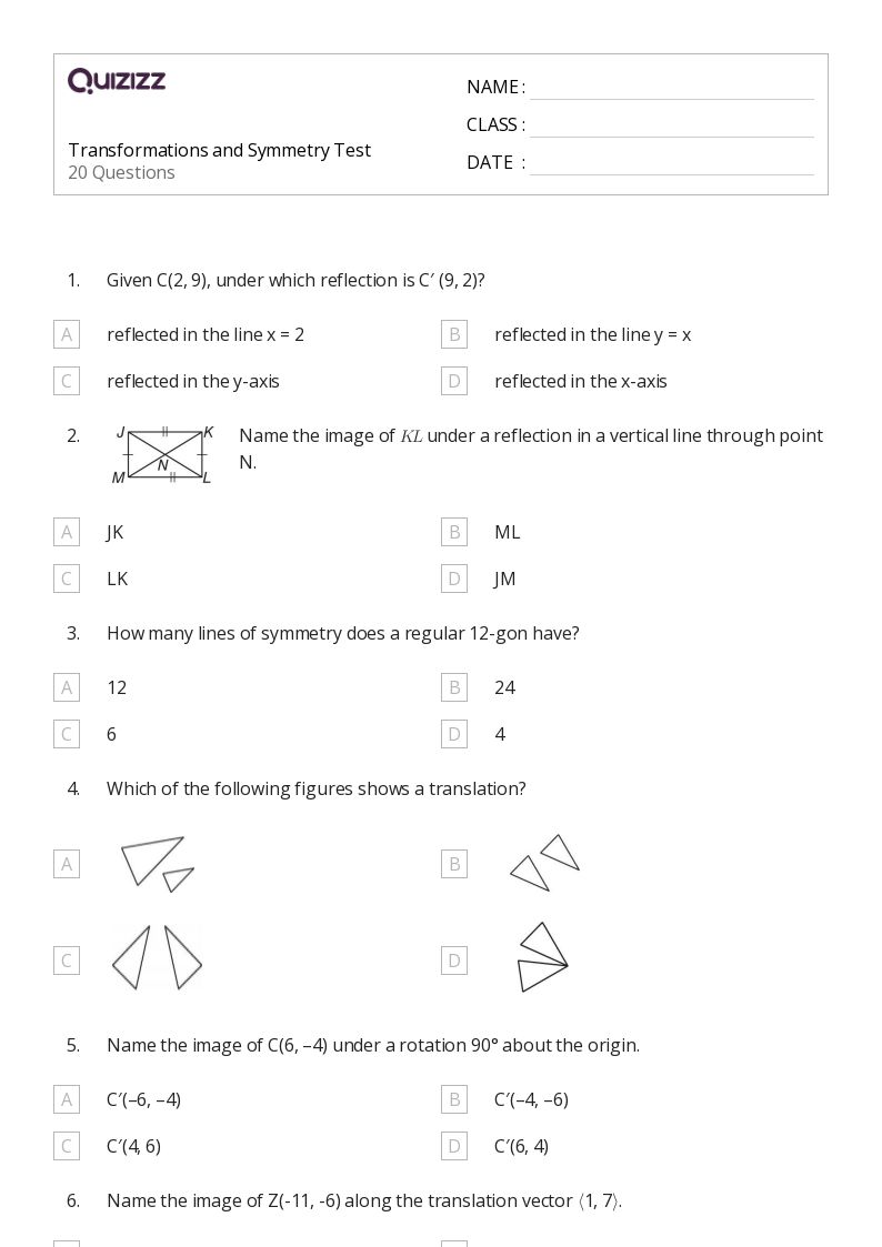50+ Lines of Symmetry worksheets for 8th Grade on Quizizz Free