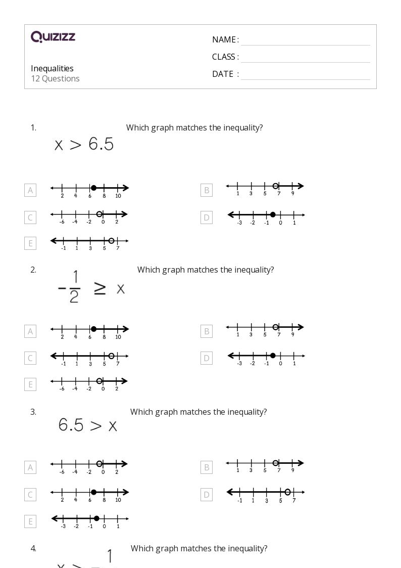 50+ Inequalities worksheets for 7th Grade on Quizizz Free & Printable