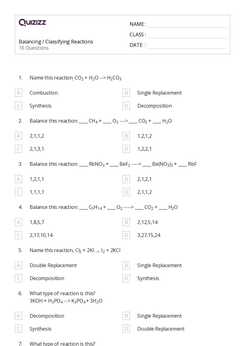 50+ redox reactions and electrochemistry worksheets for 10th Class on Quizizz Free & Printable