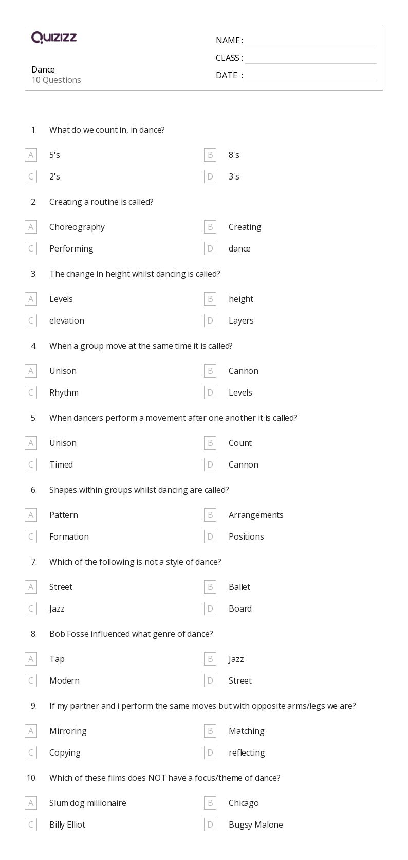 50+ Fine arts worksheets for 7th Class on Quizizz Free & Printable