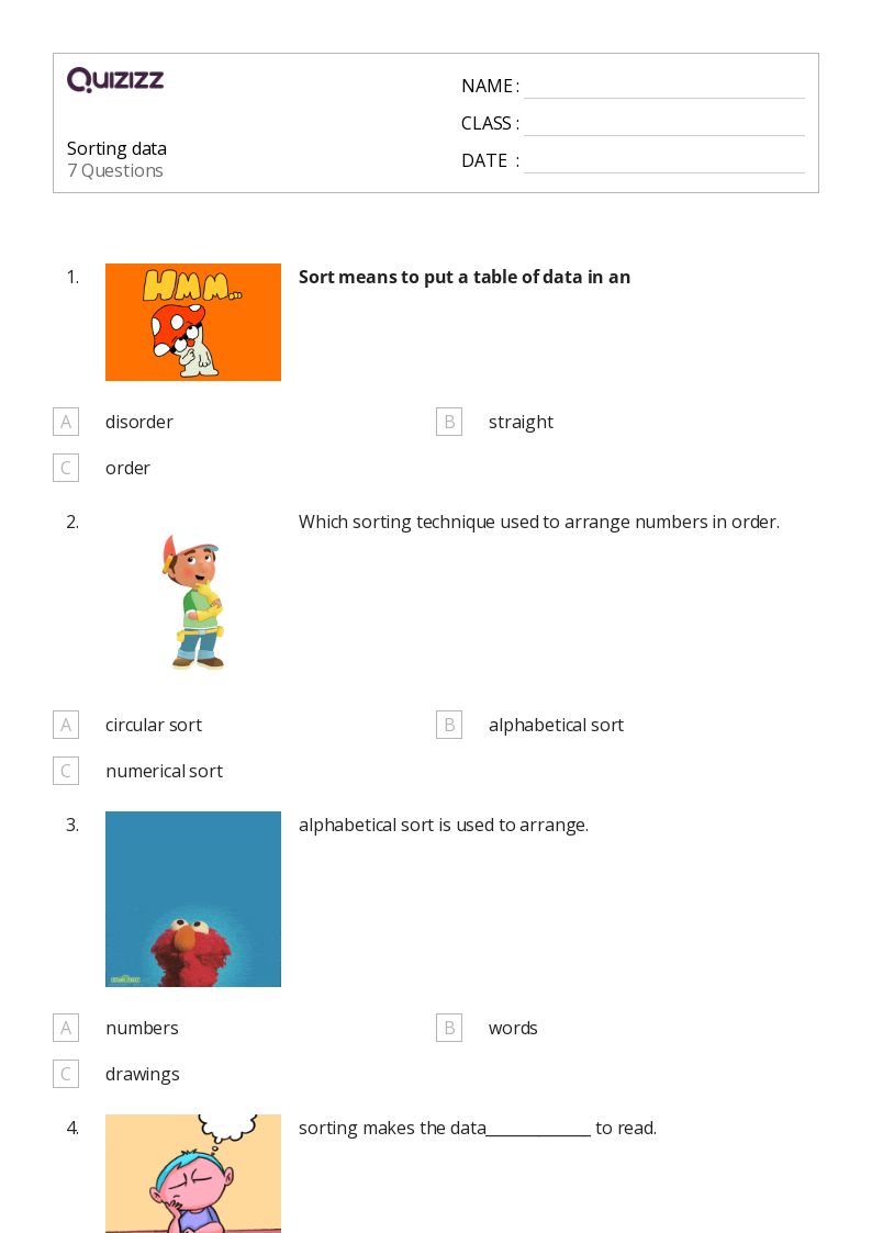 50+ Sorting Data worksheets for 2nd Grade on Quizizz Free & Printable