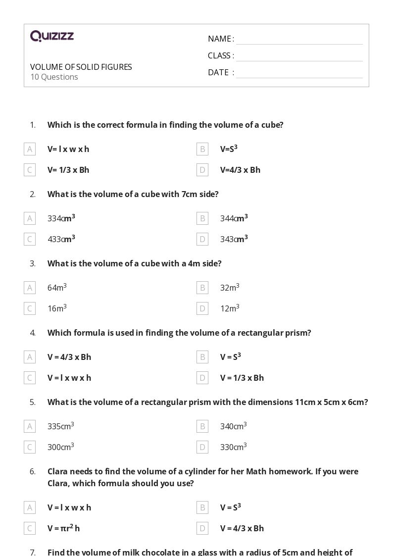 50+ Volume of a Sphere worksheets for 6th Class on Quizizz Free & Printable