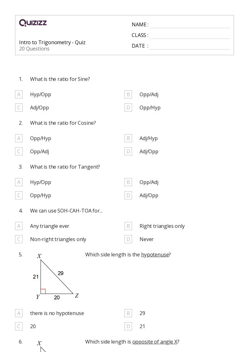 50+ Trigonometry worksheets for 11th Grade on Quizizz Free & Printable