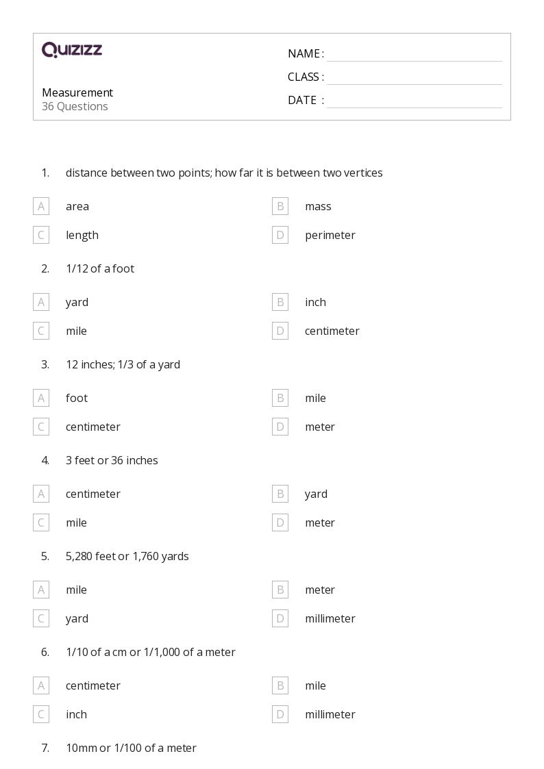 50+ Metric Measurement worksheets for 3rd Grade on Quizizz Free & Printable