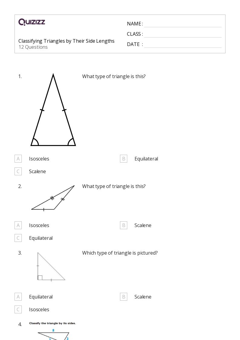 50+ Classifying Triangles worksheets for 4th Grade on Quizizz Free & Printable