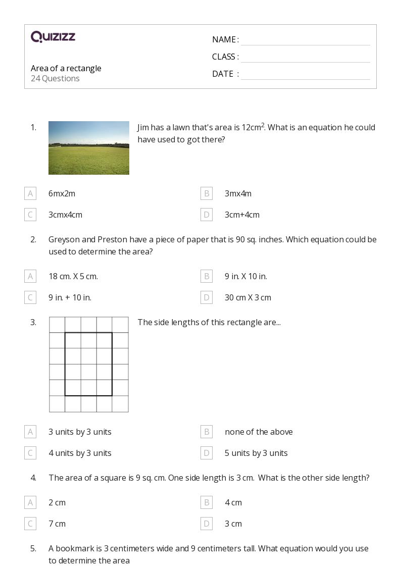 50+ Area of a Rectangle worksheets for 6th Grade on Quizizz Free