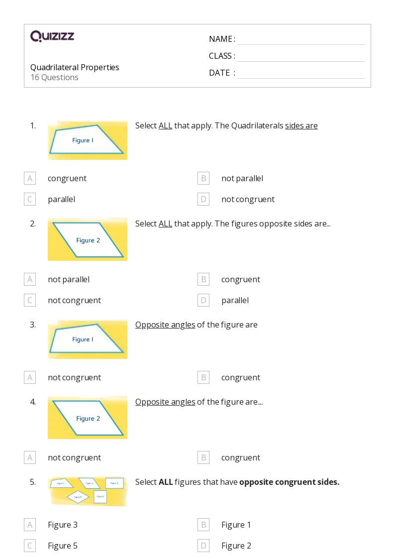 50+ Congruent Figures worksheets for 4th Class on Quizizz Free