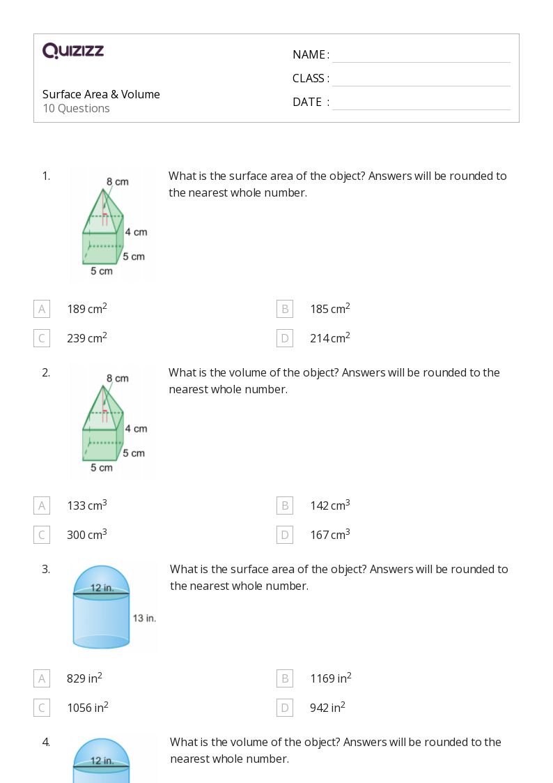 50+ volume and surface area of cones worksheets on Quizizz Free