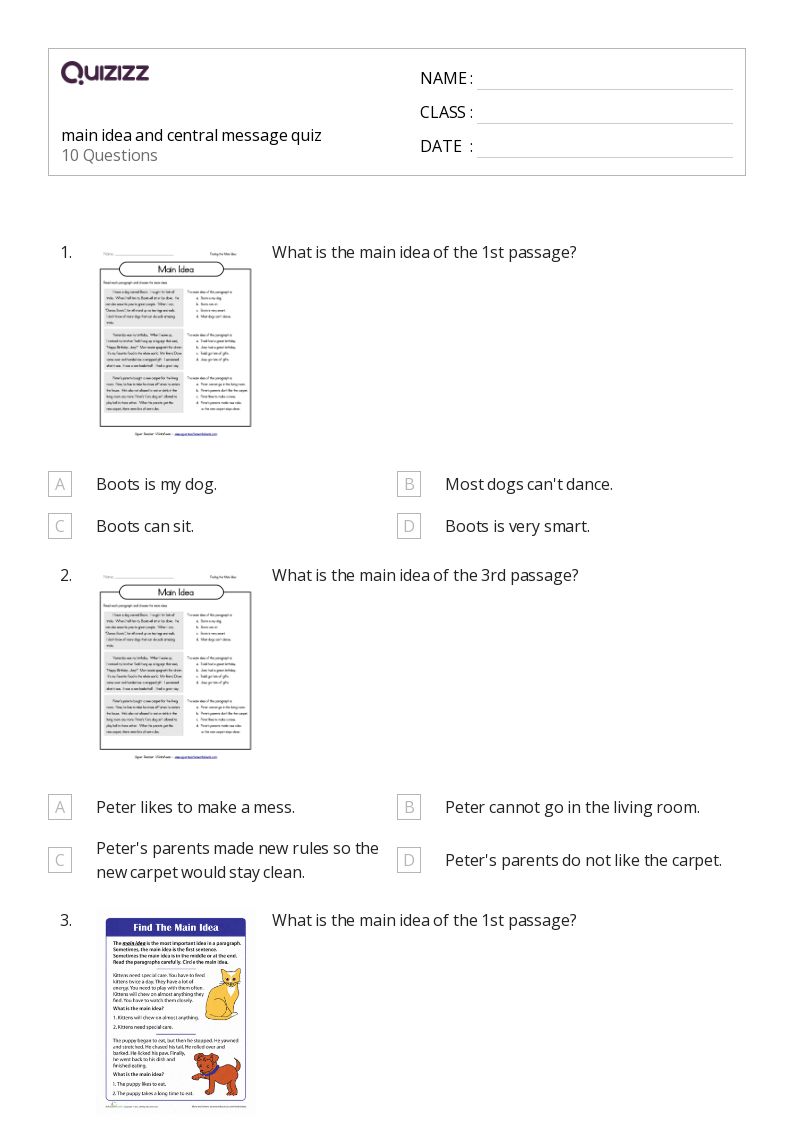 50+ Central Message worksheets for 4th Grade on Quizizz Free & Printable