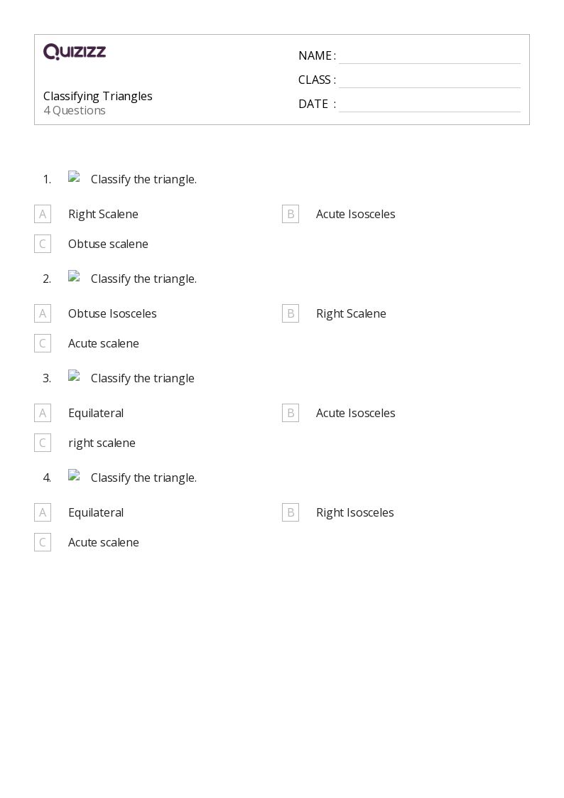 50+ Classifying Triangles worksheets for 1st Class on Quizizz Free & Printable